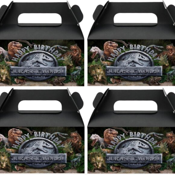 Birthday Party Favor Boxes, Dinosaur Theme Gift Treat Boxes, Pack of 10, Black - Picture 3 of 5
